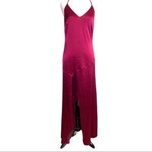 Halston designer dress, gown, absolutely stunning, t-back, dark magenta, size 2